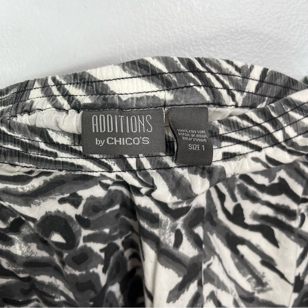 Additions By Chicos Skirt Women’s 1 M Black White Printed Cotton Lined A Line - Picture 11 of 12